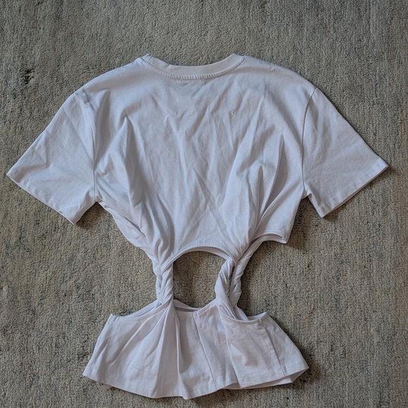 Zara White Twisted Cut-Out T Shirt Top - Picture 2 of 4